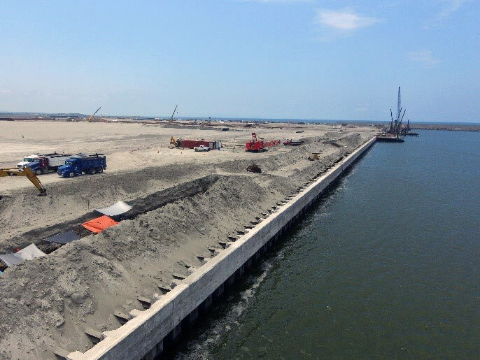 Imagen de la construccion y estructura del nuevo puerto de Veracruz
